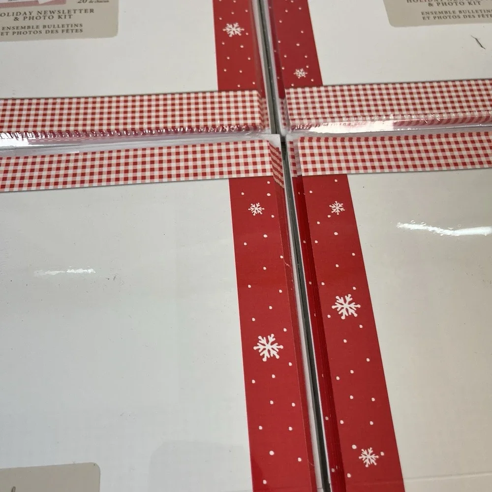 Hallmark Holiday Newsletter Photo Kit 80ct Red Gingham Snowflake Stationery NOS